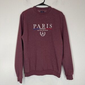 Paris Ile De France Tour D'or Sweatshirt XL Embroidered Burgundy Pullover